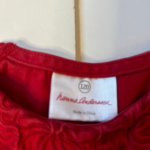 Hanna Andersson 100% Cotton Red Embroidered Top 120 - Picture 3 of 4